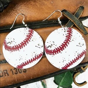Baseball Faux Leather Earrings